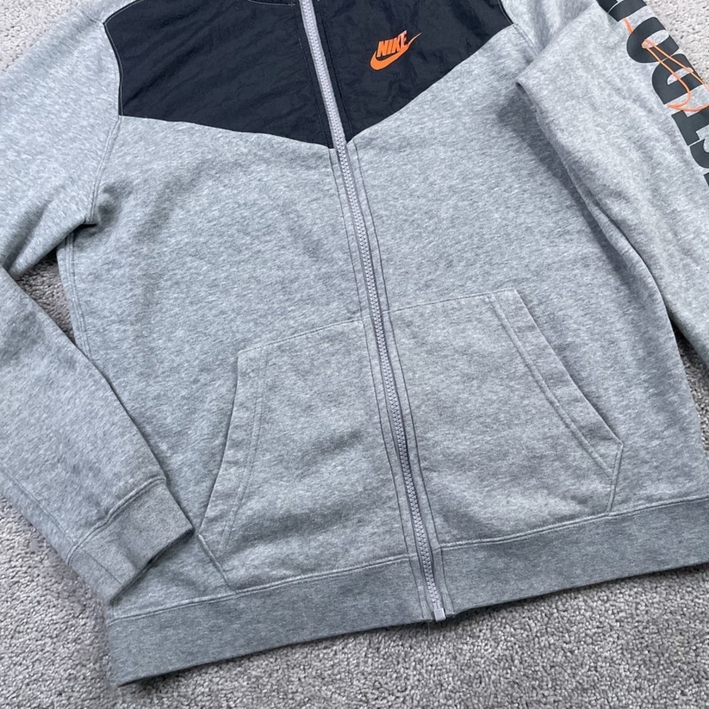 Nike Hoodie in Gray with Black Accents and Orange Logo - Picture 5 of 13